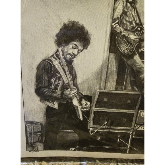 Hendrix Vaughn Allman Fantasy Jam Signed Phil Kutno Artist Lithograph Numbered - Picture 9 of 16